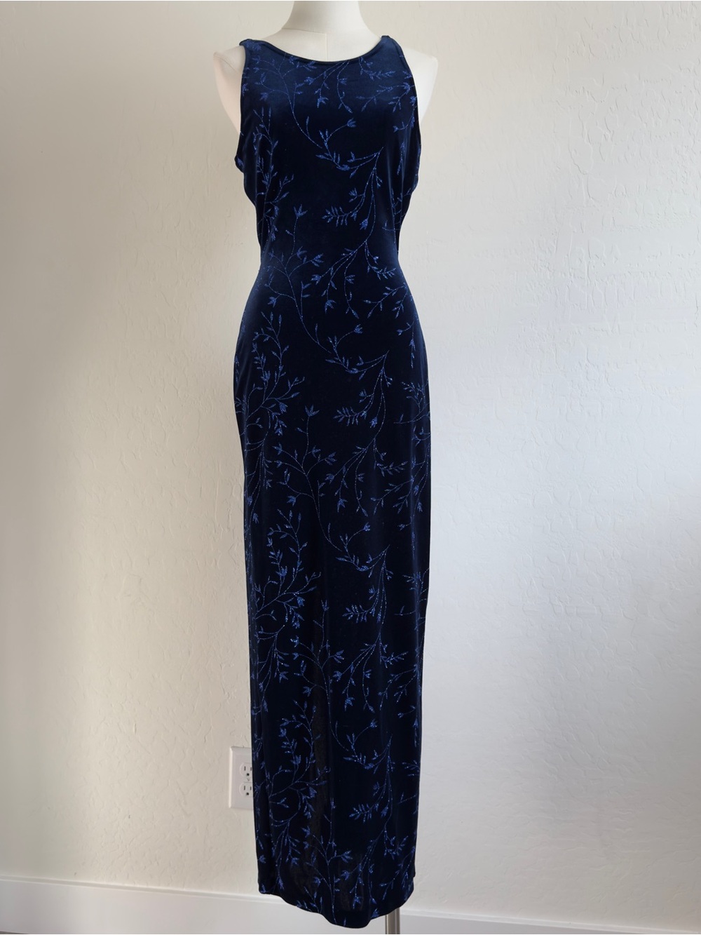 Y2K Navy Blue Strappy Back Formal Maxi Dress - Picture 2 of 4
